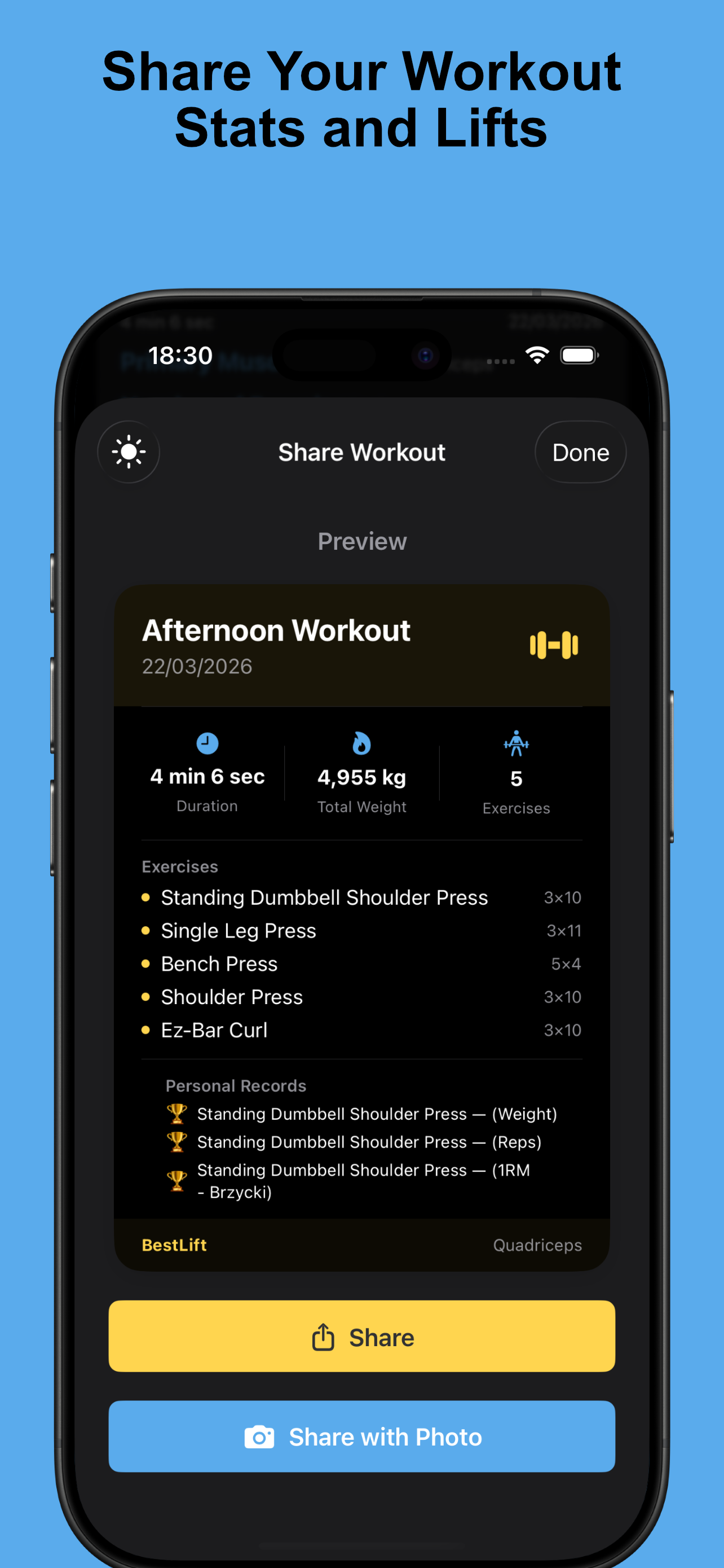 Sharing a workout summary card